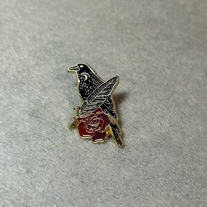 Raven, Rose, and Feather Pin